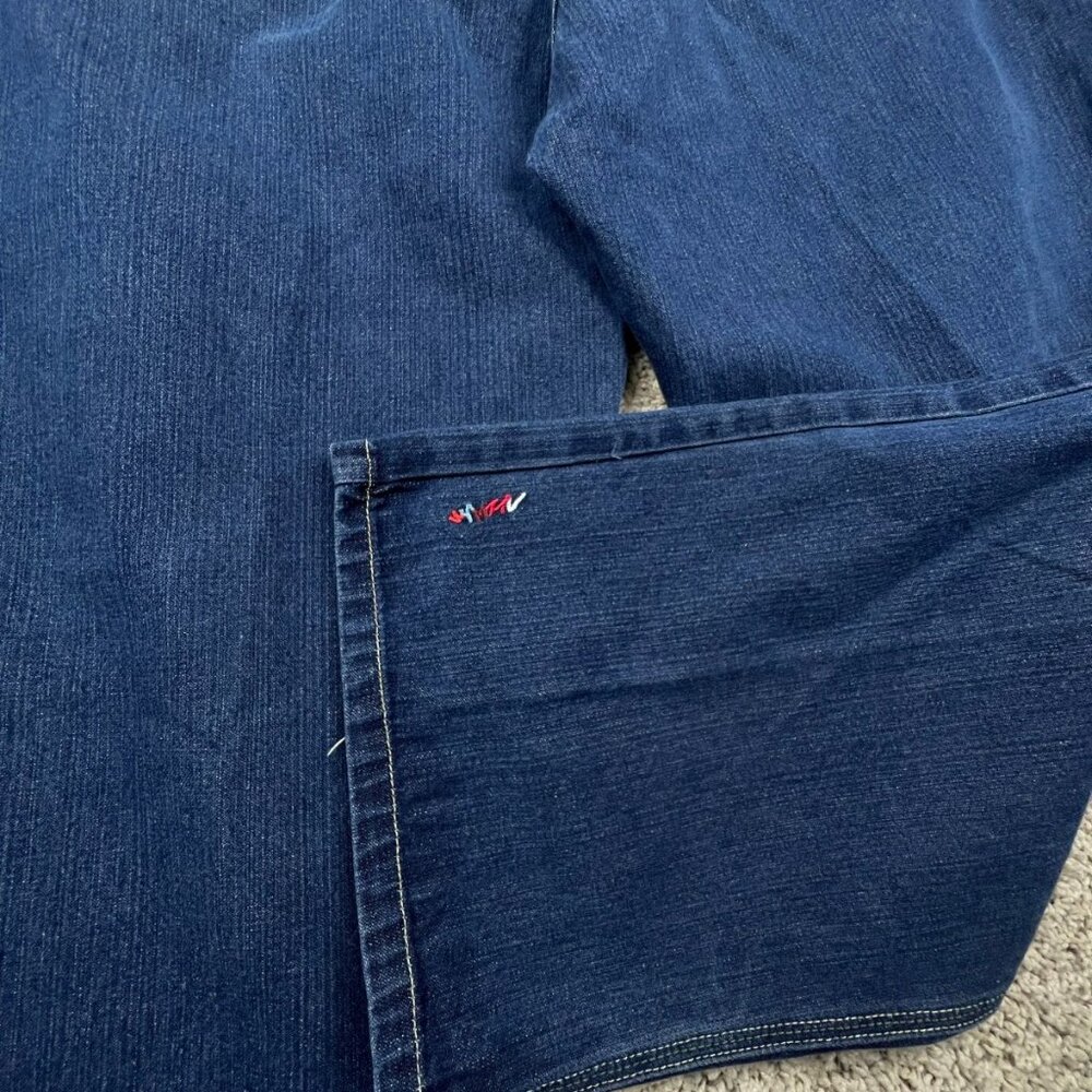 Coogi Mens 42x33 Blue Denim Pants Jeans 100% Cotton Red Green Design Pockets - Picture 4 of 14